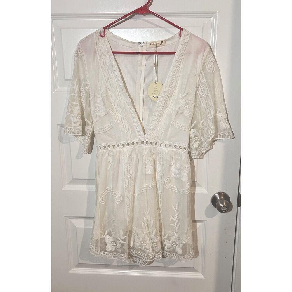 Promesa Romper Dress-White Lace